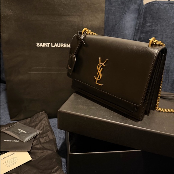 Saint Laurent Black and Gold Crossbody Bag - Picture 7 of 16